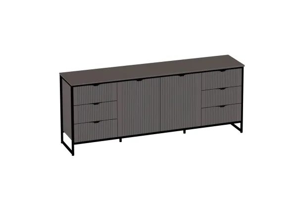 Тумба 2 дв 6 ящ "Нора" гостиная с глухими дверями Графит