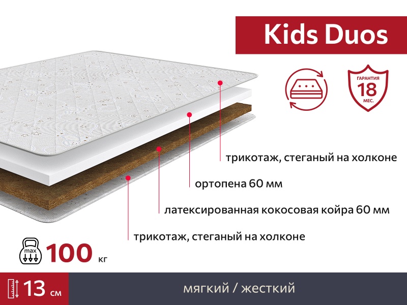 Матрас Kids Duos 800х1800